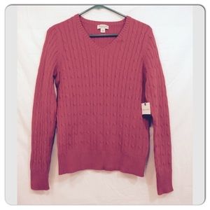 NWT! St. John's Bay red classic cable sweater